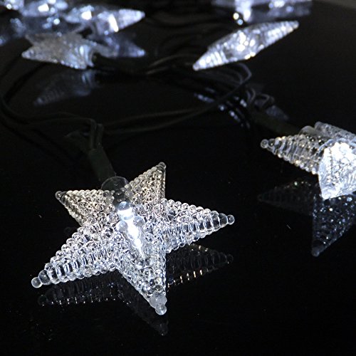 Sunniemart 20 Led Star String Light Solar Powered Outdoor Decorative Lights for Patio Garden Lawn White