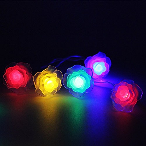 Sunniemart 40 Led Multi-colored Rose Battery Operated String Lights Outdoor Decorative Lights for Christmas Wedding Party