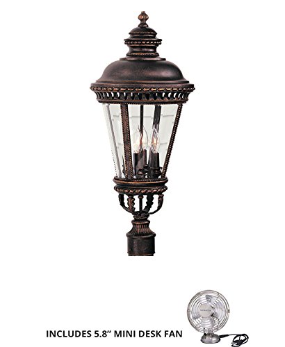 Feiss OL1907GBZ Castle Cast Aluminum Outdoor Post Lighting 180watt Bronze Includes Mini Desk Fan