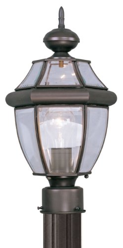 Livex Lighting 2153-07 Outdoor Post With Clear Beveled Glass Shades Bronze