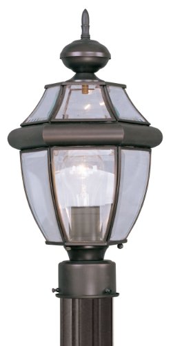 Livex Lighting 2153-07 Outdoor Post With Clear Beveled Glass Shades Bronze