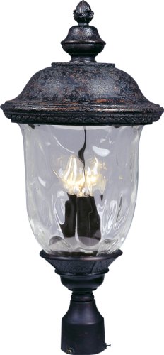 Maxim Lighting 3420wgob Carriage House Dc 3-light Outdoor 265-inch Polepost Lantern Oriental Bronze Finish