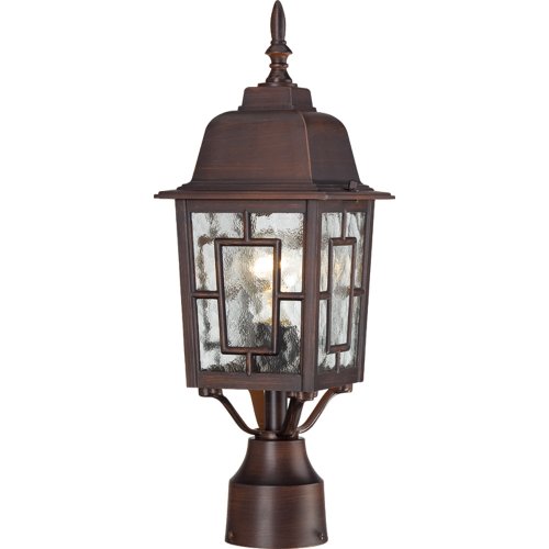 Nuvo Lighting 604928 Banyon One Light Post Lantern 100 Watt A19 Max Clear Water Glass Rustic Bronze Outdoor