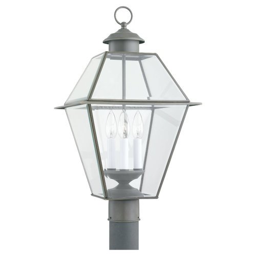 Sea Gull Lighting 8258-71 Outdoor Post Mount With Clear Beveled&nbspglass Shades Antique Bronze Finish