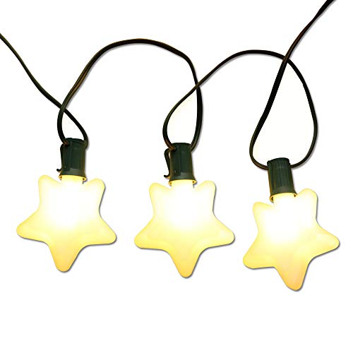 LIDORE Star String Light Indoor and Outdoor Christmas Light for Tree Patio Garden Room Party Decoration 10 Warm White Star Bulb on Green Wire