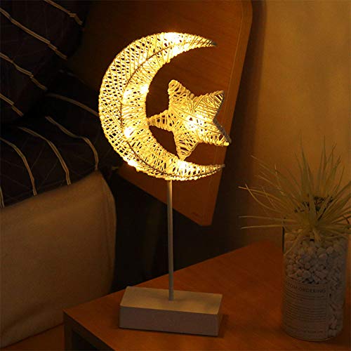 Alician LED Exquisite Rattan Lamp Beautiful Night Light for Festival Wedding Party Office Home Decoration Rattan MoonStar