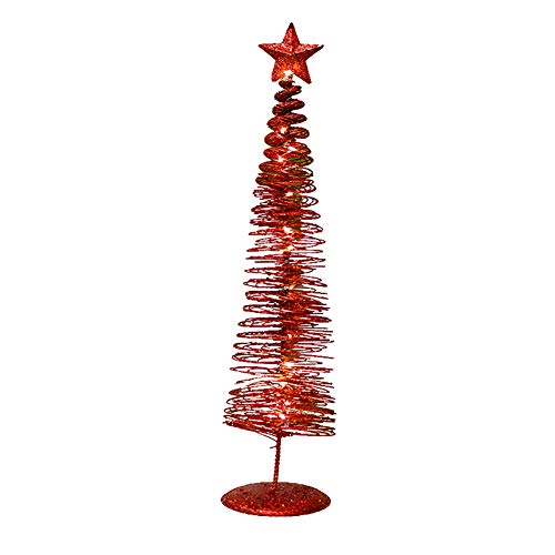 CHoppyWAVE Mini Spiral Christmas Tree Star Light Lamp Ornament for Xmas Home Party Holiday Light Decor - Red