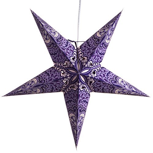 Purple Charm Paper Star Light Lamp Lantern with 12 Foot Power Cord Included