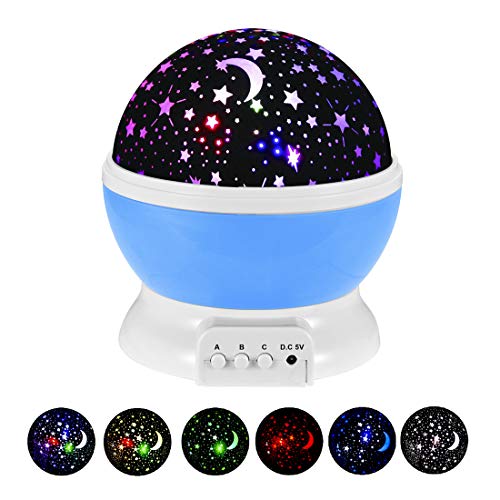 Star Night Lights for Kids Star Light Lamps Projector Rotating Romantic Cosmos Starry Nursery Night lamp for Kids Bedroom Toys for Boys Girls 3 4 5 6-12 Year Old Girls Boy Gift Christmas Gifts Blue