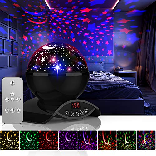 YSD Night Lighting Lamp Modern Star Rotating Sky Projection Romantic Star Projector Lamp for Kids USB Rechargeable Remote Control Best Gifts for KidsBedroomUpgrade