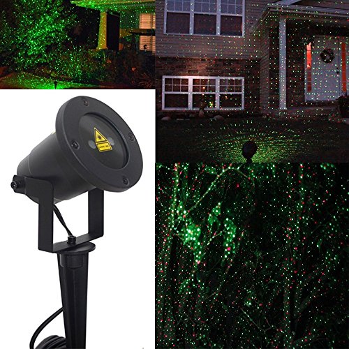 Laser Light Christmas Star Projector Lights Outdoor Waterproof Sparkling Garden Landscape Lamp Red and Green Spot Projection Light for Holiday Party Decoration with Wireless Remote Control