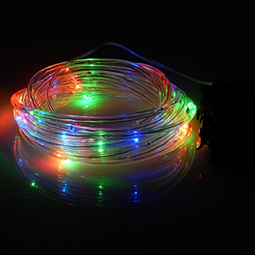 ER CHEN Solid Tube Led Fairy String Lights- 164Ft 50 Leds Battery Operated Waterproof String Rope Lights With Timer for Christmas Party Wedding Holidays Indoor and Outdoor DecorateRGB