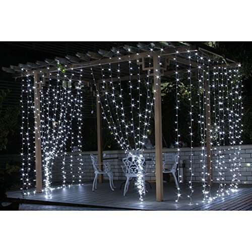 LemonbestÂ 10Mx3M Pure White 1000 LED Indoor Outdoor Rope Lights Lamp Bulb String Strips Festival Party Christmas Xmas String Fairy Wedding Curtain Light 6000K 8 Modes Flashing LED String