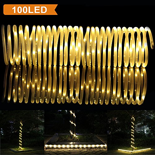 Lte 100 Led Solar Rope Lights33ft Outdoor Waterproof Solar Rope Lights  Ideal For Decorationschristmasgardens