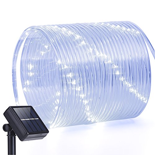 Solar Lights OutdoorOak Leaf 41ft 100LED Waterproof Copper Wire Rope String Lights For GardenYardPathBackyardPatioWhite