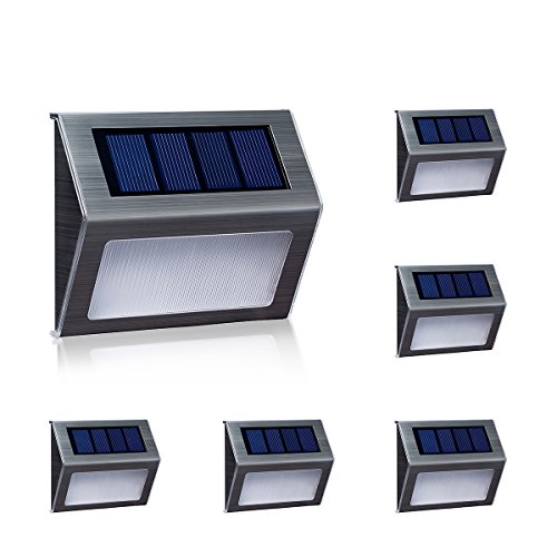 Warm Light Solar Lights for steps decks pathway yard stairs fences LED lamp outdoor waterproof 6 Pack