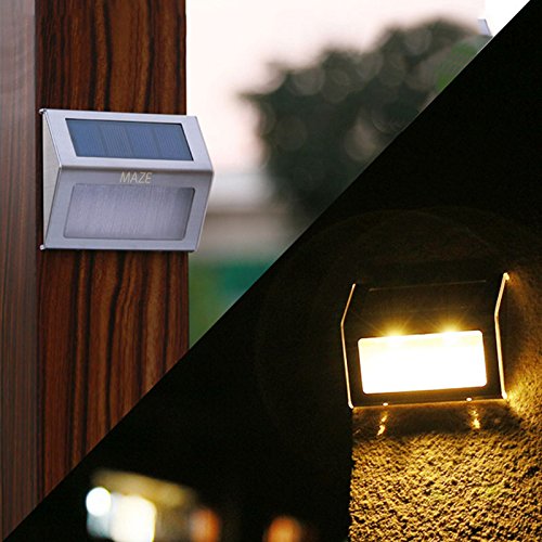 Maze Stainless Steel Solar Powered Waterproof Outdoor StepGarden Lights 2-Pack