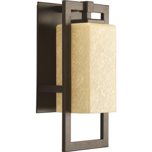 Progress Lighting P5948-20 Jack One Light Outdoor Sconce Antique Bronze Finish With Etched Umber Flax Glass