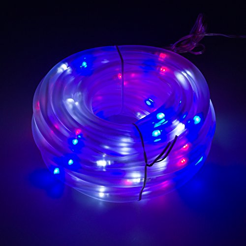 GreenLighting 32 Solar Power Christmas Rope Lights w 100 LEDs RedWhiteBlue