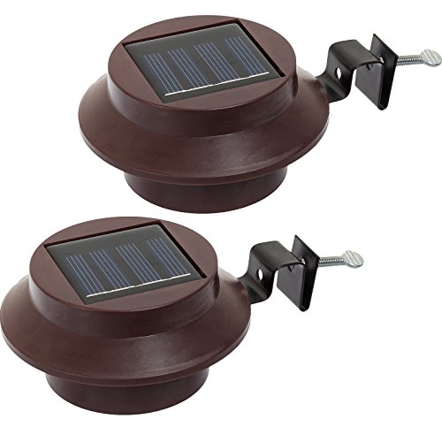 GreenLighting Solar Powered LED Roof Gutter Light Brown 2 Pack