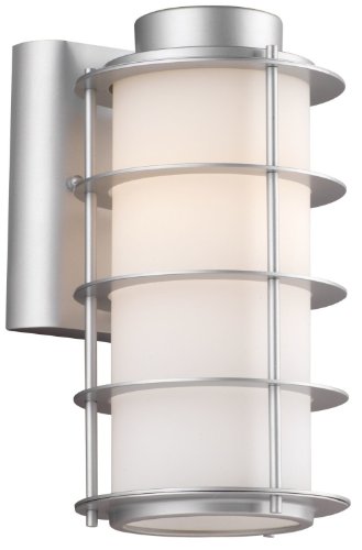 Forecast Lighting F8497-41 Hollywood Hills One-Light Exterior Wall Light with Etched White Opal Glass Vista Silver