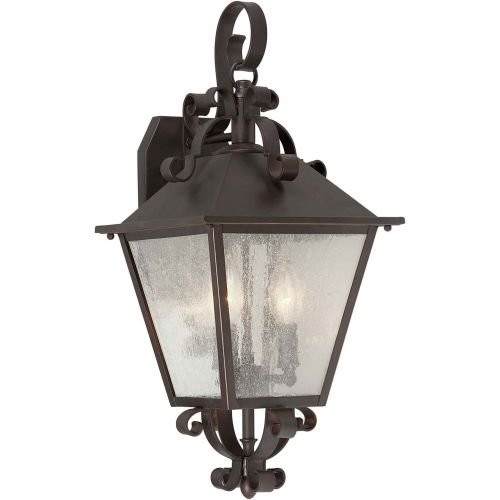 Forte Lighting 1107-03-32  Exterior Wall Light with Clear Seeded Glass  Shades Antique Bronze