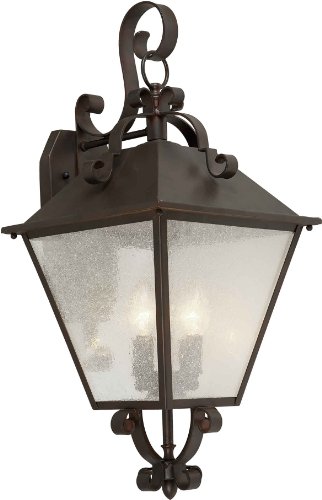Forte Lighting 1107-04-32  Exterior Wall Light with Clear Seeded Glass  Shades Antique Bronze