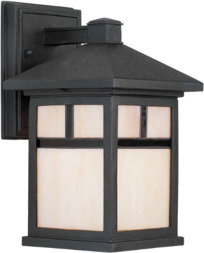 Forte Lighting 1773-01-04  Exterior Wall Light with Honey Glass  Shades Black