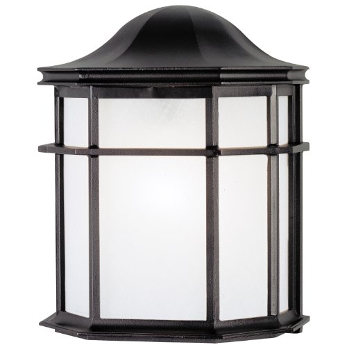 Westinghouse 6689800 One-light Exterior Wall Lantern Textured Black Finish On Cast Aluminum With White Acrylic