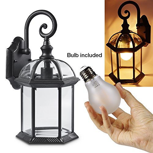 eTopLighting Contemporary Collection Exterior Outdoor Wall Lantern with Beveled Clear Glass and 8W Warm White 2700K LED Bulb APL1405