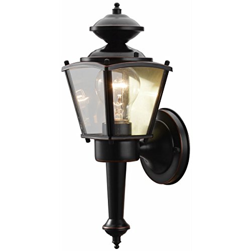 Hardware House 19-1715 Oil Rubbed Bronze Outdoor Patio  Porch Wall Mount Exterior Lighting Lantern Fixture With