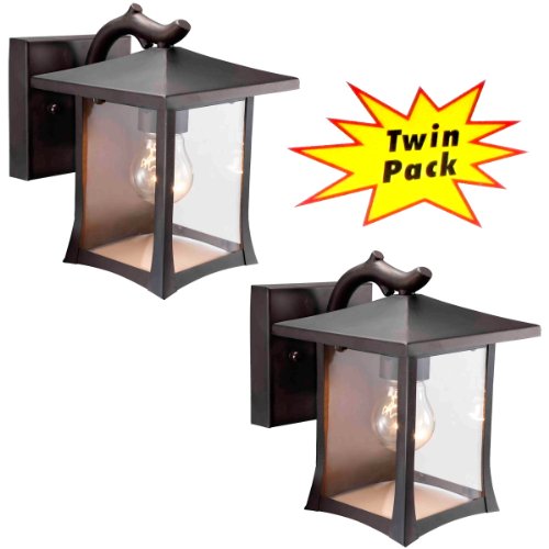 Hardware House 21-2127 One Light Outdoor Wall Mount - 2 Per Pack Black Finish With Clear Glass