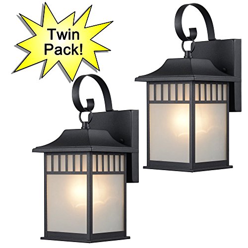 Hardware House 22-9517 Textured Black Outdoor Patio  Porch Wall Mount Exterior Lighting Lantern Fixtures With