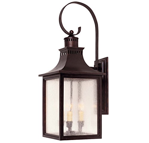 Savoy House Lighting 5-259-13 Monte Grande Collection 3-Light Outdoor Wall Mount Lantern English Bronze with Pale Cream Seeded Glass