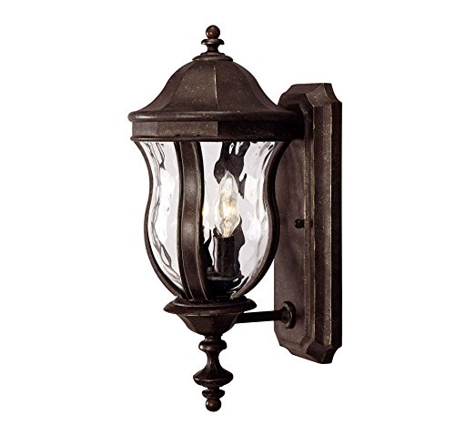 Savoy House Lighting KP-5-304-40 Monticello Collection 2-Light 18-inch Outdoor Wall Mount Lantern Walnut Patina Finish with Clear Watered Glass