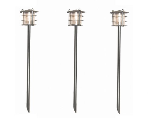 Master Craft 4-Tier Stainless Steel Outdoor Garden Lights Set of 3