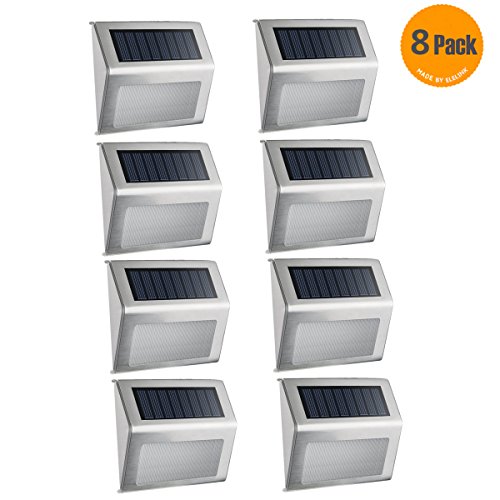 Solar Lightelelink Outdoor Stainless Steel Led Solar Step Light Illuminates Stairs Deck Patio Etc8 Pack