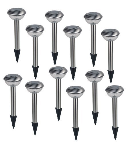 Solar Power Outdoor Solar Landscape Path Lights Stainless Steel Pack of 12