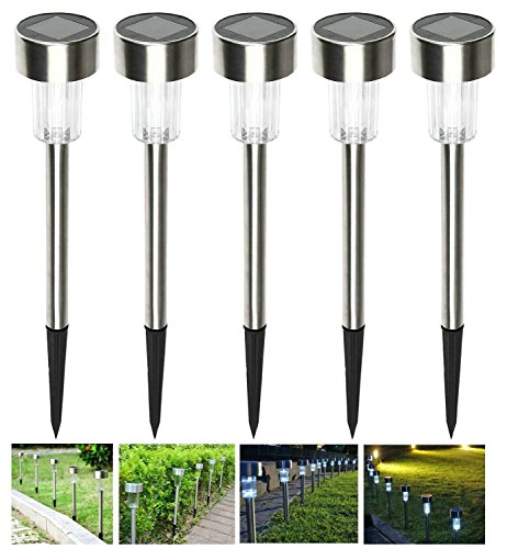 Szminiled Solar Power Path Lights Led Garden Stake Light Stainless Steel Spot Lamp For Outdoor Landscape Yard