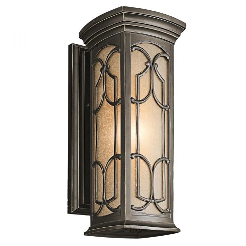 Kichler Lighting 49227oz Franceasi 18-inch Light Outdoor Wall Lantern Olde Bronze With Light Umber Seedy Glass