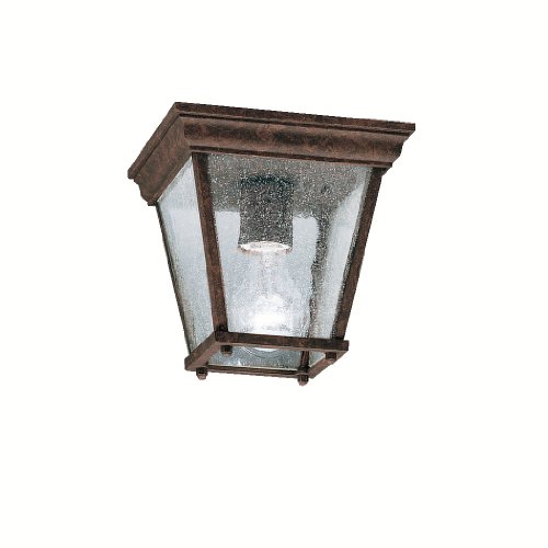 Kichler Lighting 9859tz New Street 1-light Outdoor Flush Mount With Clear Seedy Glass Tannery Bronze Finish