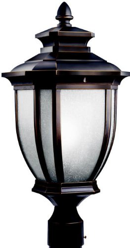 Kichler Lighting 9938rz Salisbury 1-light Outdoor Post Fixture Rubbed Bronze With White Linen Glass