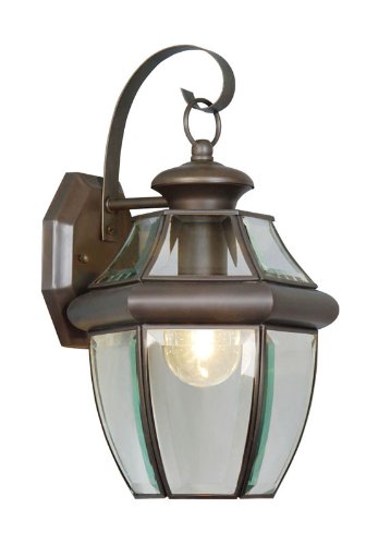 Livex Lighting 2151-07 Monterey 1 Light Outdoor Bronze Finish Solid Brass Wall Lantern  With Clear Beveled Glass