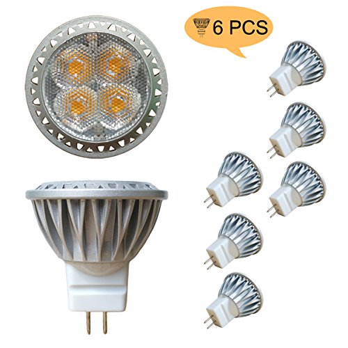 Alide 3W MR11 GU4 Led Bulb LightReplace 35W Halogen EquivalentNot Dimmable12VACDC35mm3000K Warm White240lm80Ra30Â° Aluminum Bi pin Spotlight for Indoor Decor Outdoor Landscape Lighting 6pcs