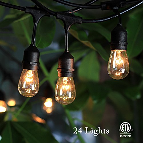 Shine Hai Outdoor String Lights With 24 Dropped Sockets (26 Bulbs Included) Weatherproof Commercial Grade String