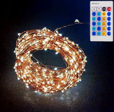Qualizzi Starry Lights 80 Feet Xxx-long Copper Wire Warm White 480 Leds With Remote Control Dimmer Plus Bonus