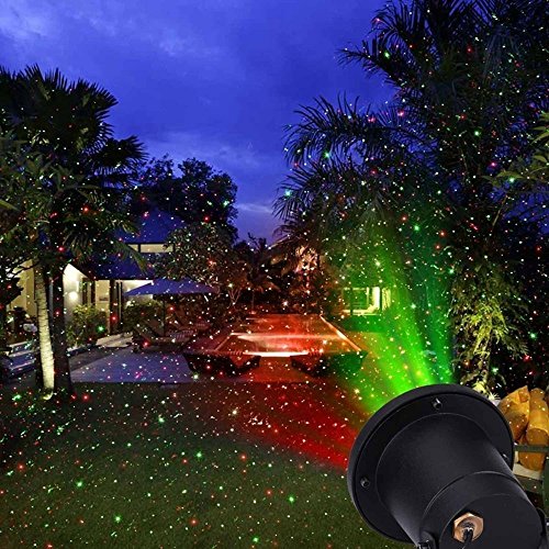 Red&Green Aluminum Outdoor Garden Light Projector Spotlight with RF Remote Control Waterproof Star Lamp Show for Christmas Holiday Party Landscape Lawn Decoration