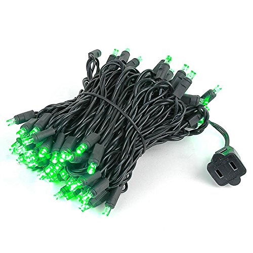 34 Foot 100 Light Led Outdoor Christmas Mini Light Set Green Black Wire