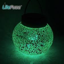 Litefuze Mosaic Glass Rechargeable Solar Lamp Outdoor Garden String Light - Green