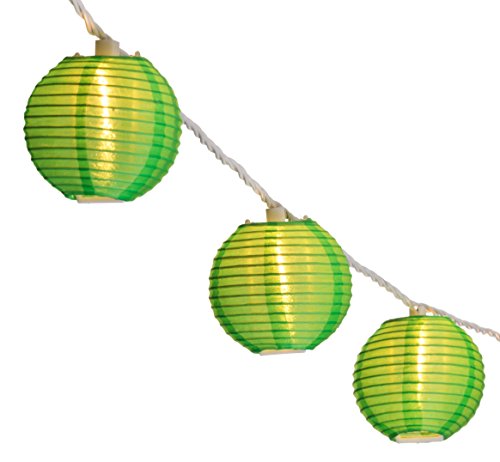 Oriental Lantern Outdoor Indoor String Lights 11 Feet Length 10 Lights Green